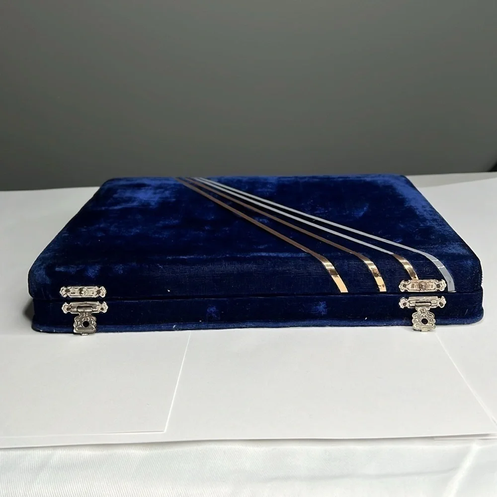 Vintage Blue Velvet 5 Celluloid Jewelry Box